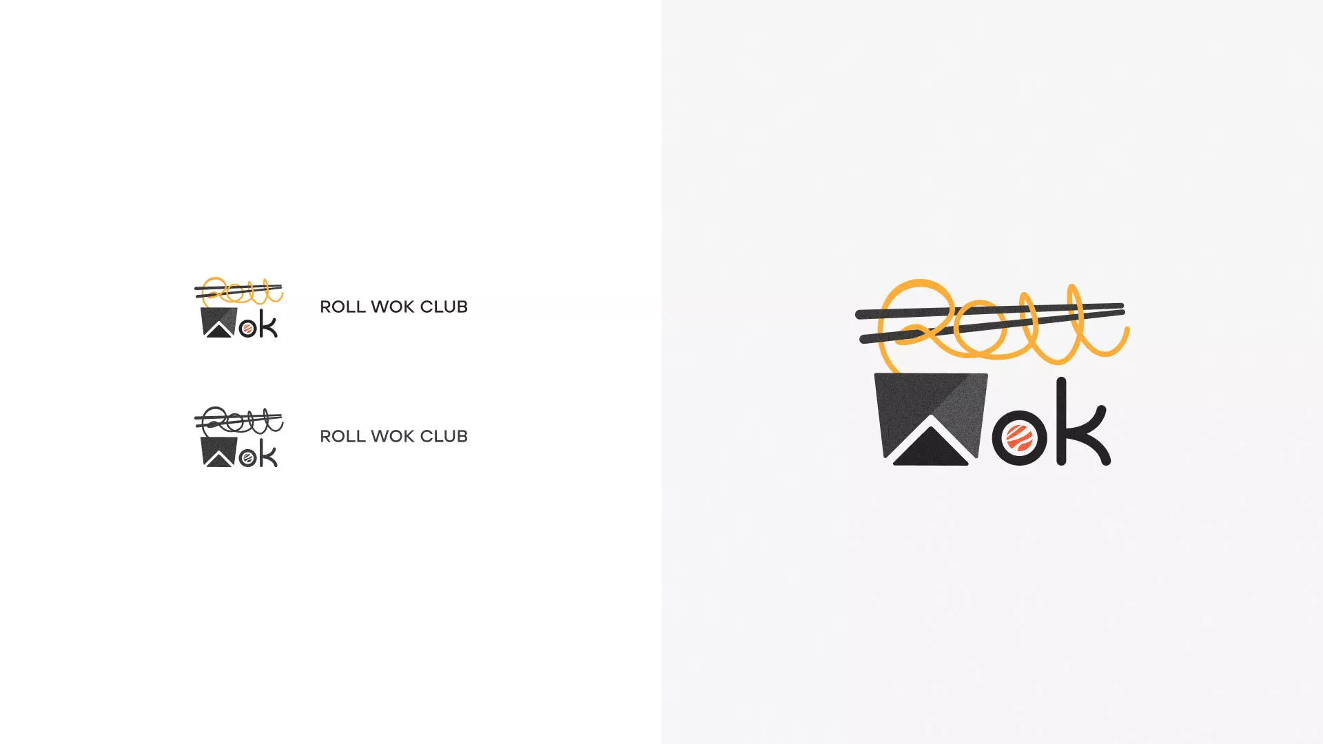 Разработка логотипа суши-бара «Roll Wok Club» в Мурашах