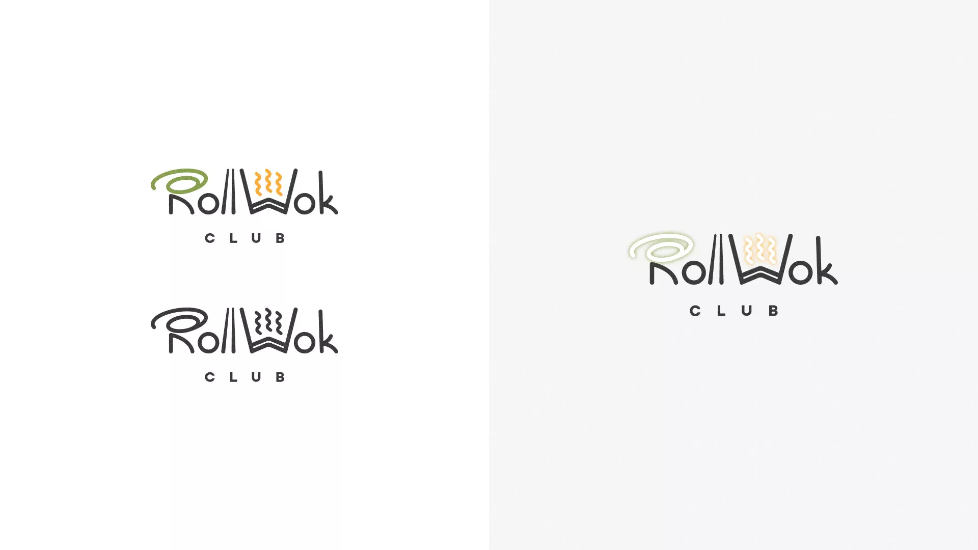 Разработка логотипа и фирменного стиля суши-бара «Roll Wok Club» в Мурашах