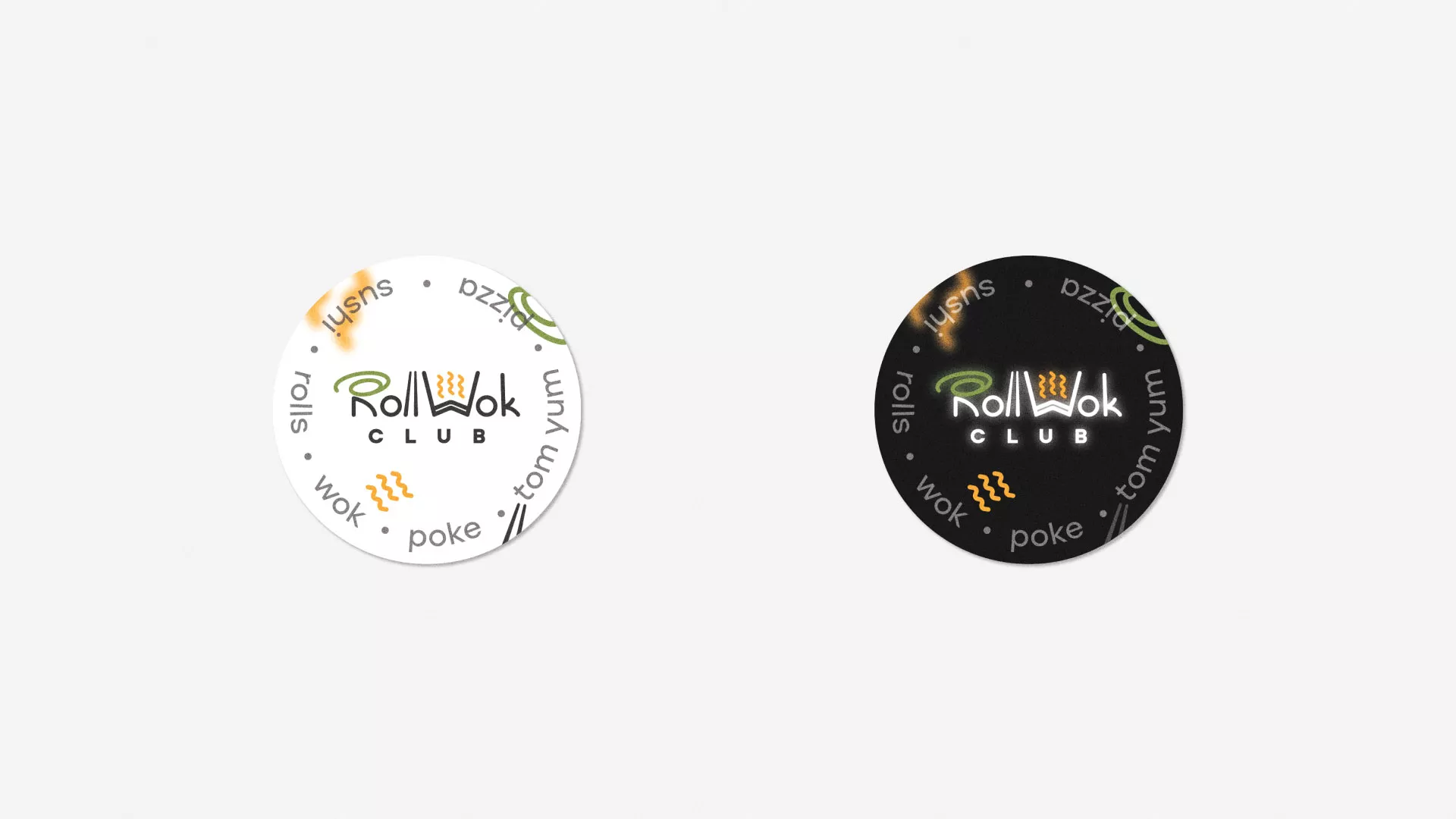 Разработка наклеек для суши-бара «Roll Wok Club» в Мурашах